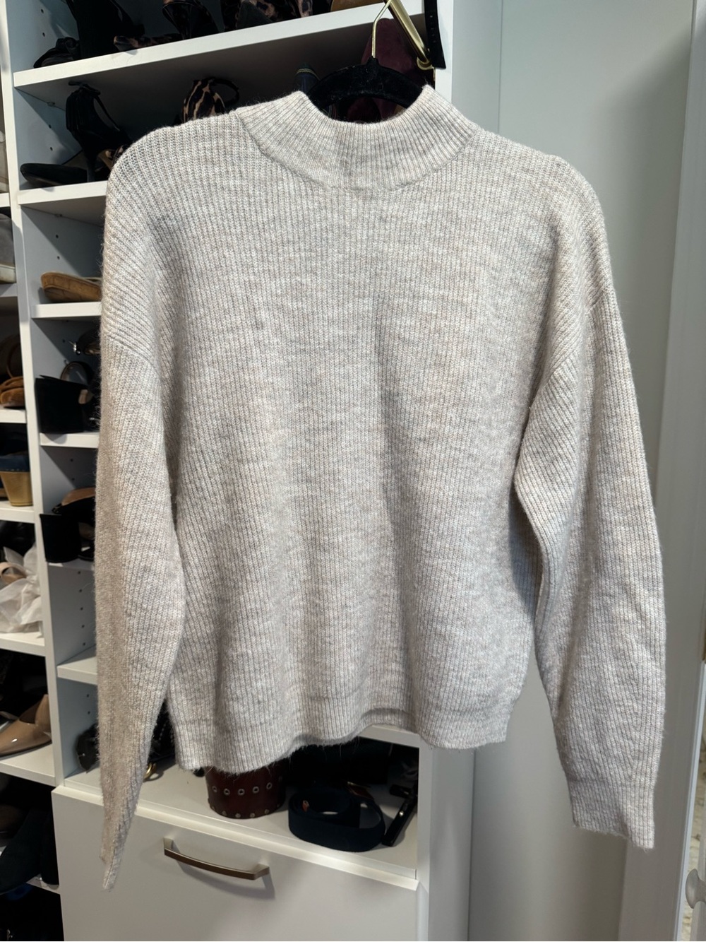 Leith Mock Neck Ribbed Sweater